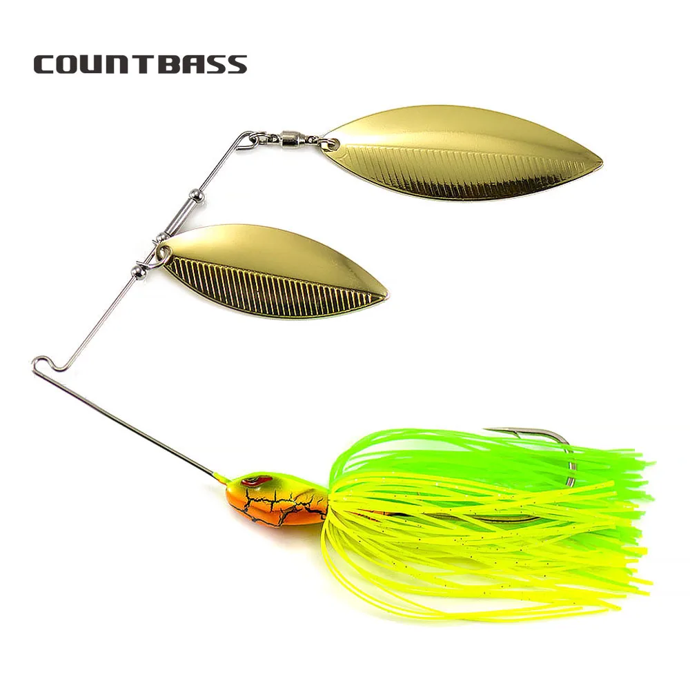 COUNTBASS 1/2 oz Quantity Spinnerbaits With VMC hook 7250 5/0, Wire Baits With Silicone Skirts, Freshwater Fishing Lures