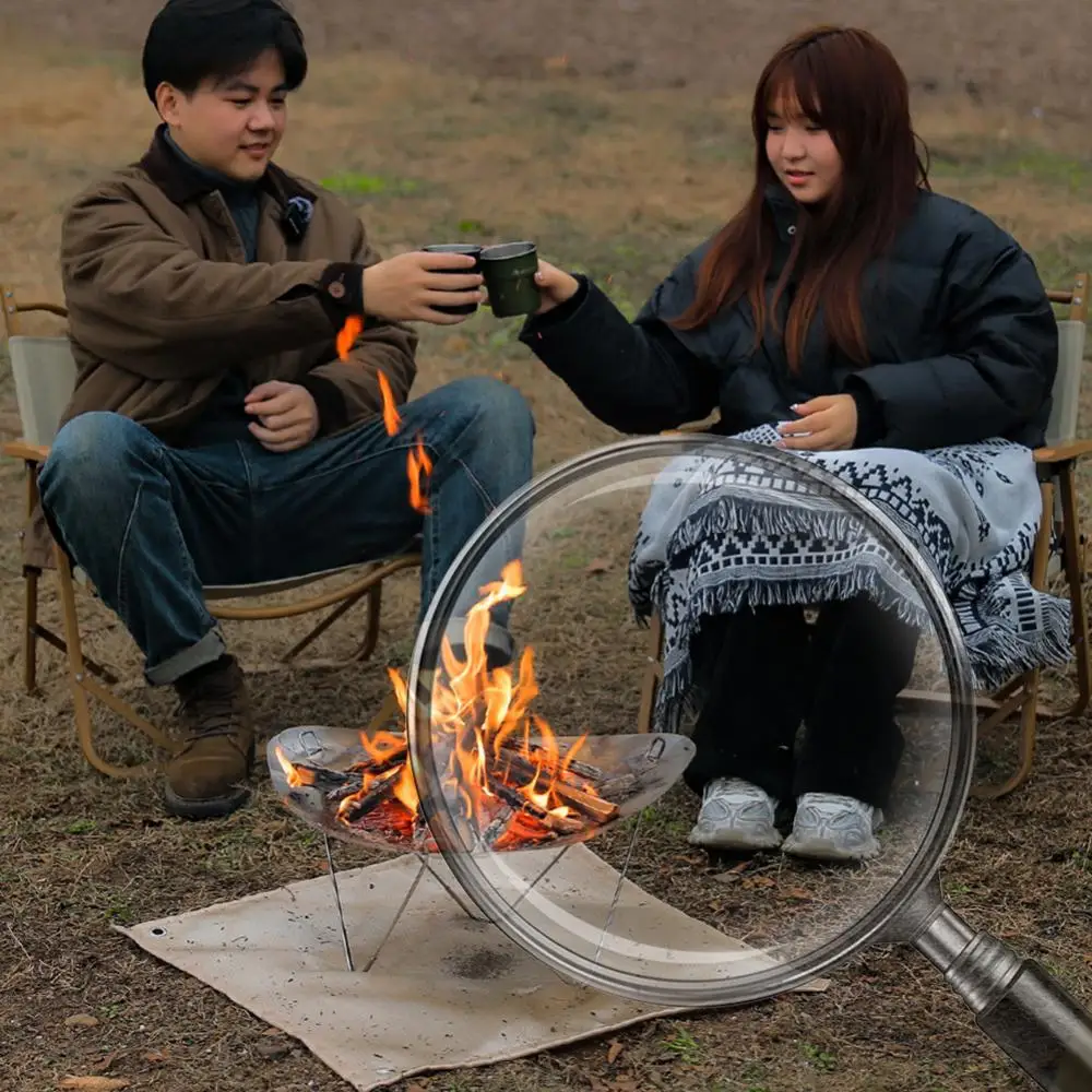Estufa de Leña Portátil para Acampar, Soporte de Acero Inoxidable Desmontable con Bolsa de Almacenamiento, Accesorios para Exteriores