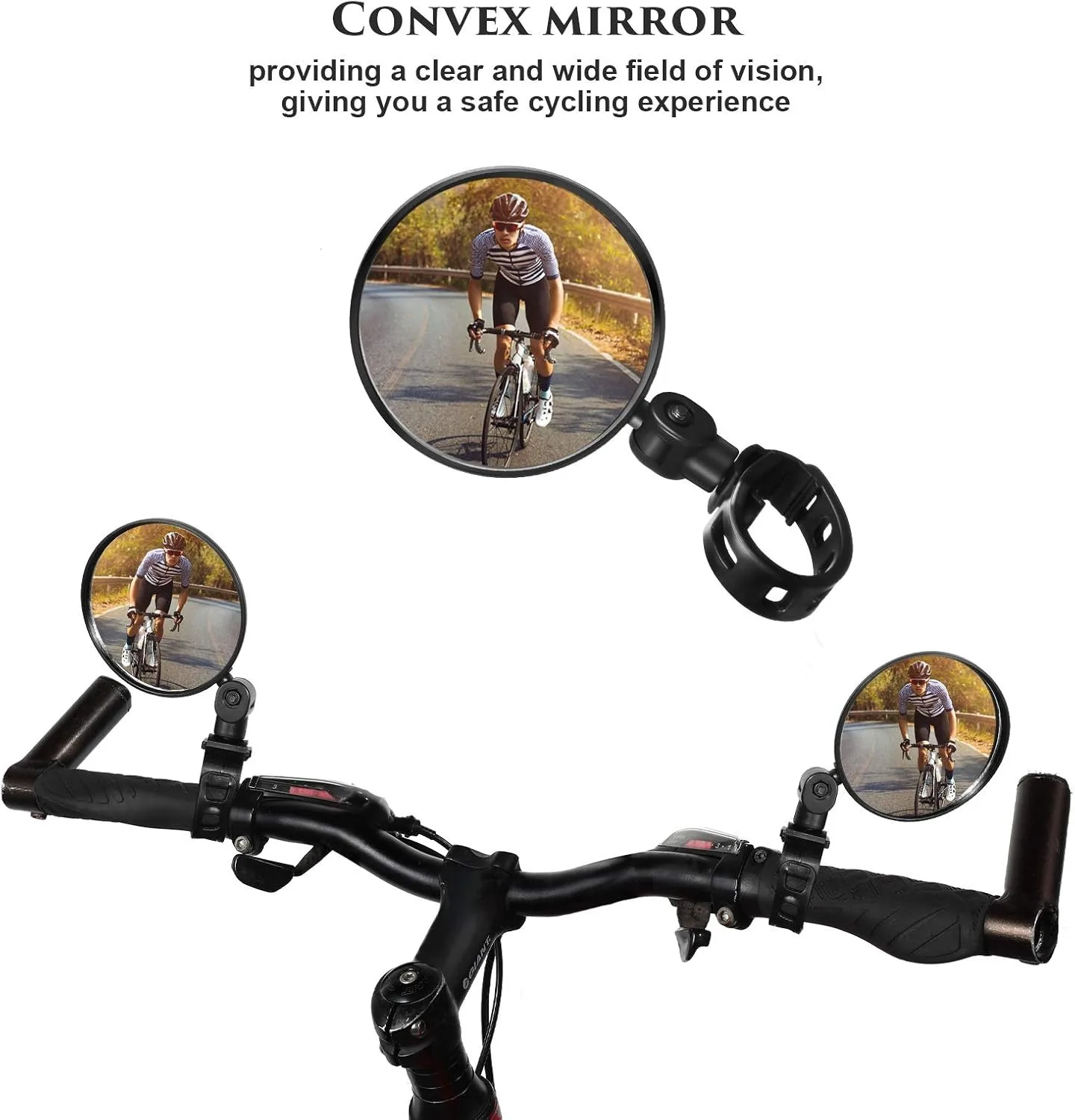 Bike Rearview Mirror 360° Adjustable Rotatable Wide Angle Convex Easy Install For MTB Road Bike Cycling Accessory Gift For Adult