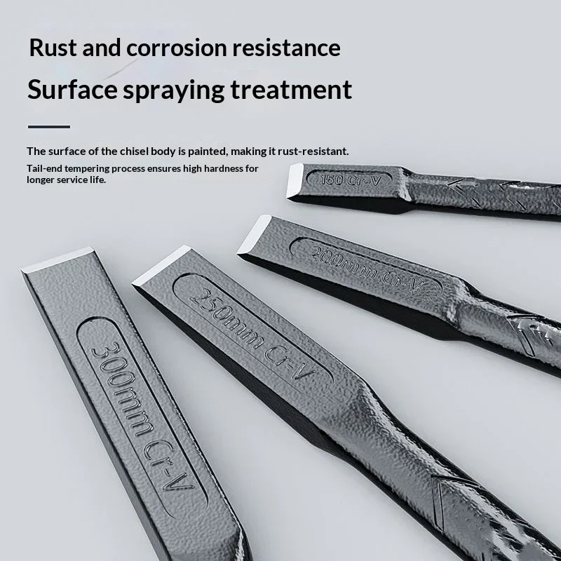 6/8/10/12 Inch Chrome Vanadium Steel Stone Flat Chisel With Hand Guard Construction Cement Masonry Concrete Engraving Cut Tool