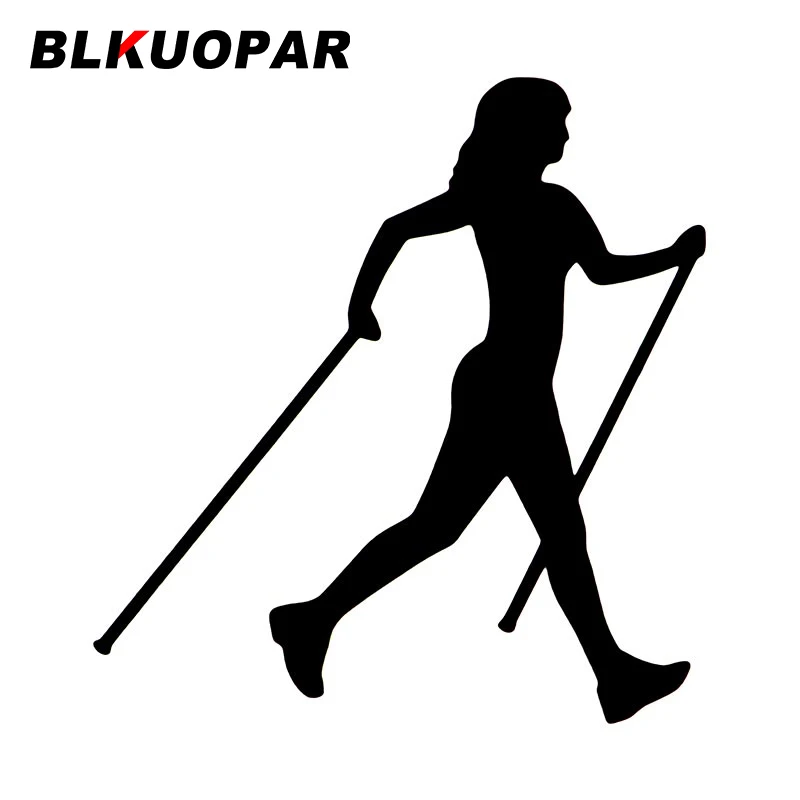 BLKUOPAR المشي امرأة السفر على القدم ملصقات السيارات الإبداعية واقية من الشمس انسداد خدش ملصق مائي جذع الثلاجة اكسسوارات السيارات