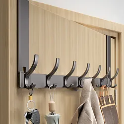 Aluminum Row Hook Behind The Door Free Punching Hanger Storage Porch Heavy Duty Wall Mount Towel Clothing Bag Holder Household