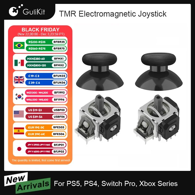 GuliKit Anti-Drift TMR Electromagnetic Joystick for PS4 Xbox Series Gamepad for Switch Pro PS5 Controller Repair Replacement