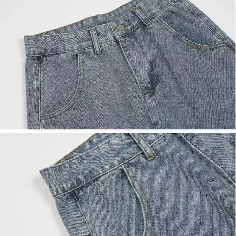 TJ2 Men's Jeans European and American High Street Cross Embroidery Hip-hop Tide Brand Straight Loose Wide-leg Pants Ins Hot Sale