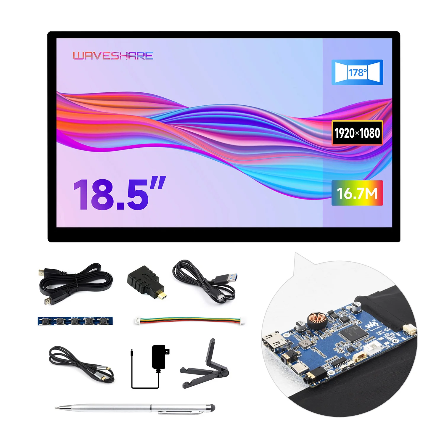 18.5inch FHD LCD Waveshare 18.5inch Capacitive Touch Display 1920x1080 Full HD Supports Raspberry Pi Jetson Nano PC