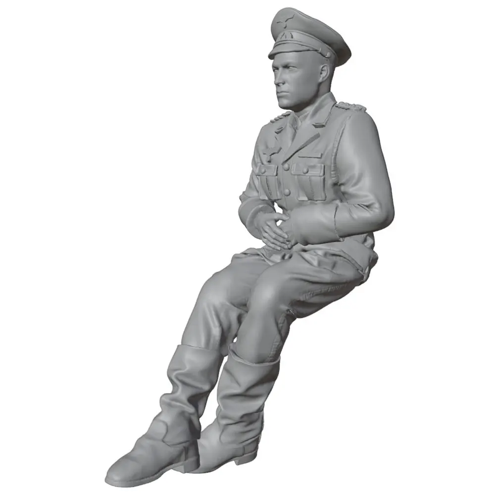 1/24/18/16/12 Soldier Resin Model Set - Resting Officer 3D Printed Grey Model Statue, High-Precision Resin Model, Uncolored