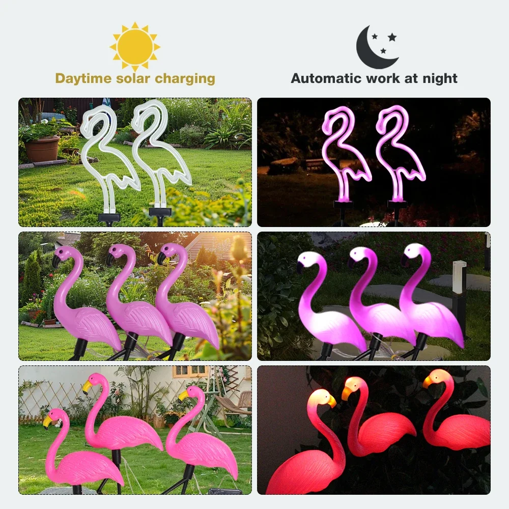 

Group Flamingo Solar Light Waterproof Garden Stake Lamp Outdoor Courtyard Decoration Light Patio Walkway Light Lawn Light