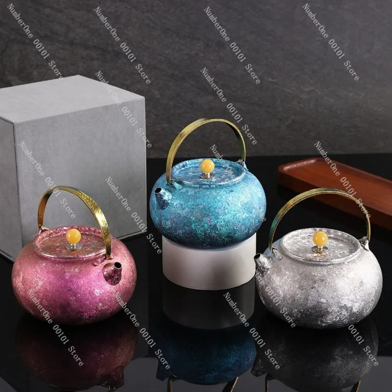 Pure Titanium Teapot for Boiling Tea Premium Lightweight Kettle for Home Office Business Use Healthy Metal Tea Brewing Pot Heat