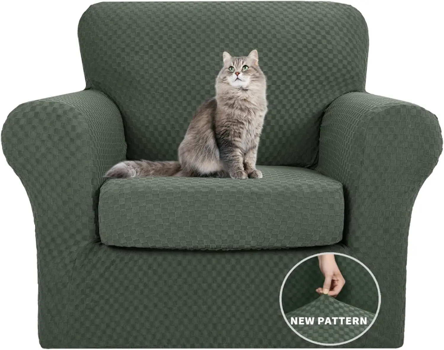 

Latest Checkered 2 Pieces Chair Covers For Living Room High Stretch Thickened Chair Slipcovers With A Anti Slip Elastic