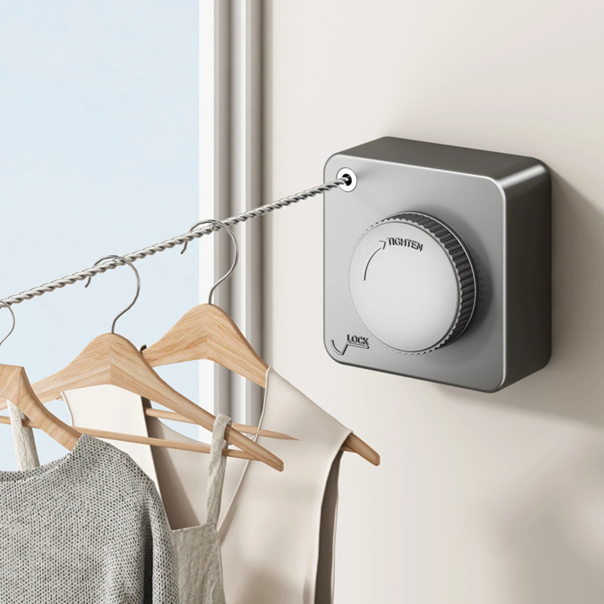 Retractable Clothesline Stainless Seel Pull-Out Clothes-Drying Machine Rope Space-Saving Clothes Drying Rack For Household ﻿