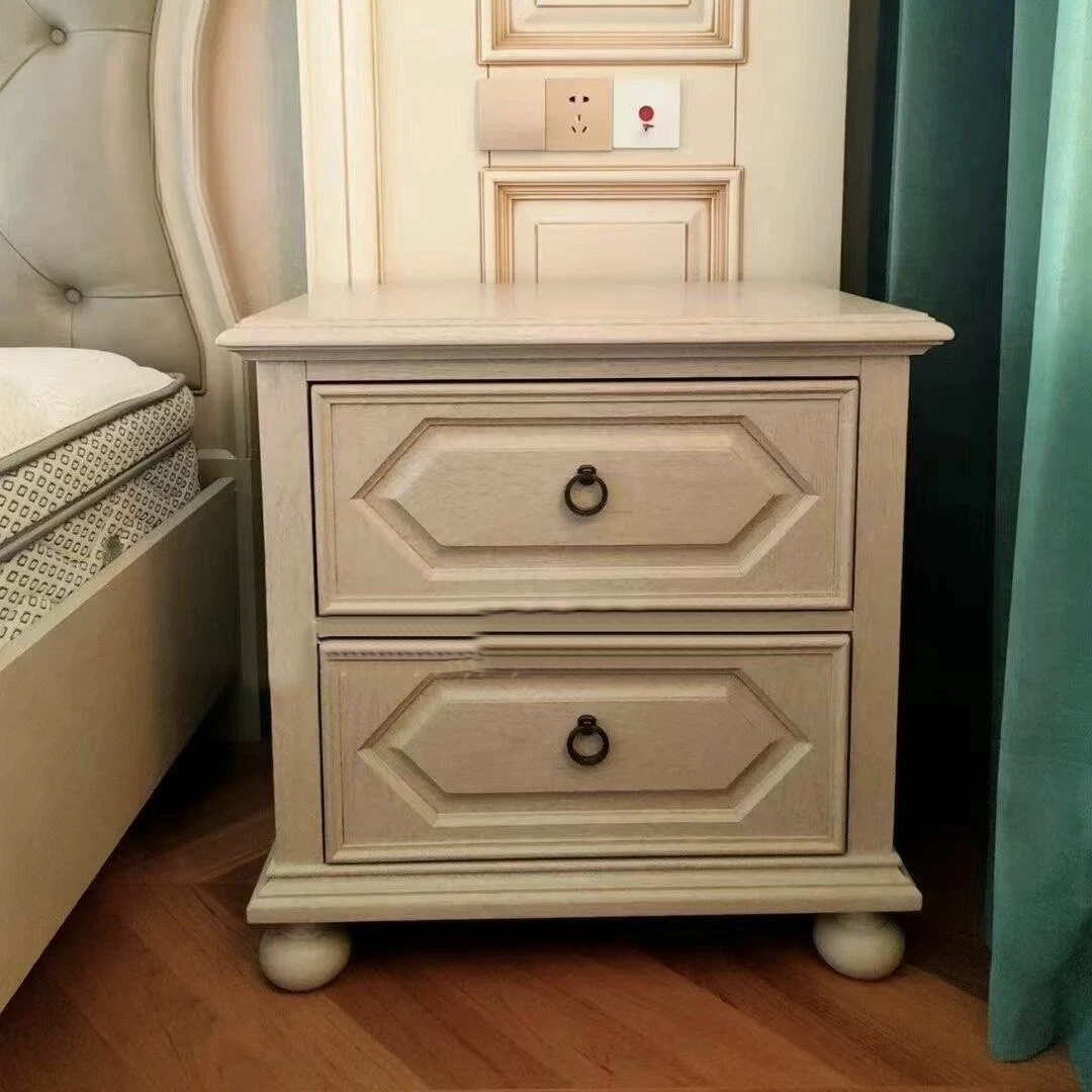 

Европейская прикроватная тумбочка из цельного дерева, простой современный белый боковой шкаф, американский корейский столик для телефона, низкий шкаф для хранения в спальне