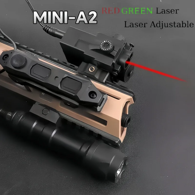 صندوق بطارية صغير A2 PEQ أحمر أخضر ليزر قابل للتعديل سريع الإصدار ذيل الماوس مؤشر تكتيكي صغير ملحقات لعبة الرسوم المتحركة