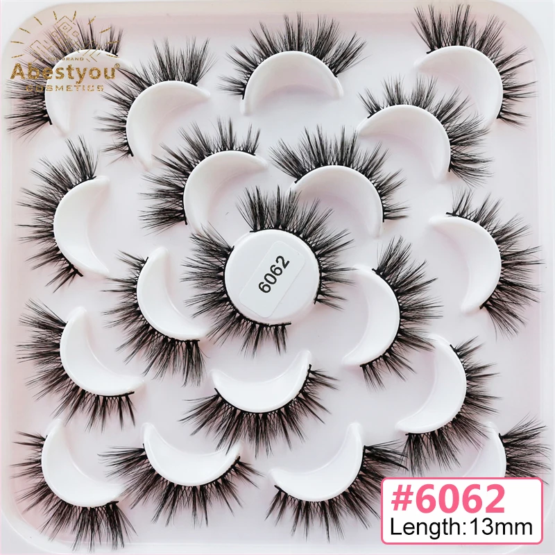 Abestyou 10pairs Pack 3d Faux Short Mink 13mm Manga Lashes Book Natural Look Silk Thin Strip Wispy Lashes Frete Gratis Maquiagem