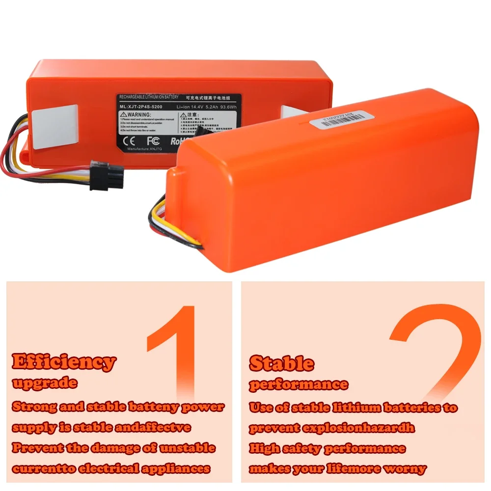 Batteria di ricambio 14.4V 5200mAh per Roborock S6 S7 MaxV Q5 Q7 MAX Robot aspirapolvere accessori parti originali