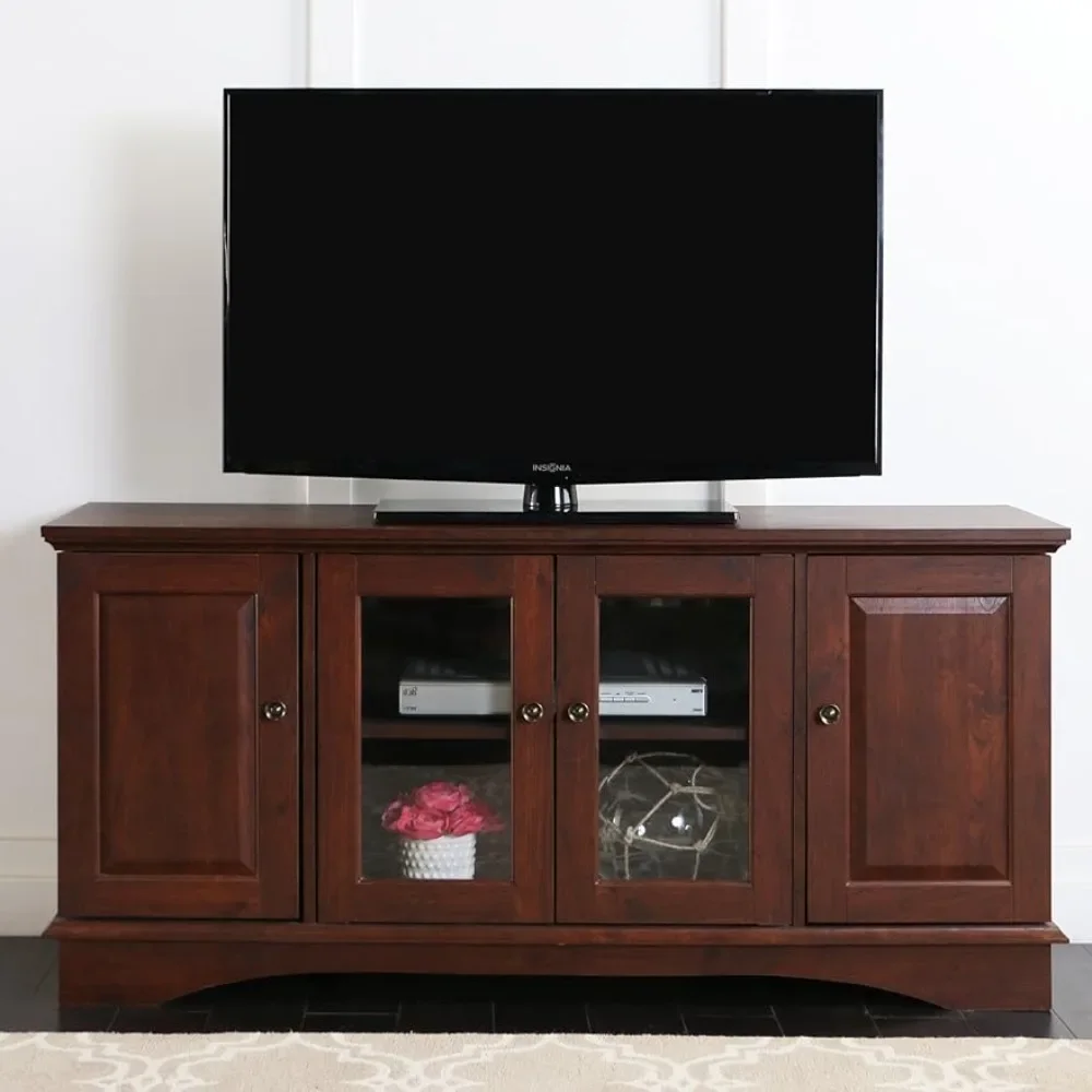 

TV Cabinet Traditional Wooden Universal TV Cabinet with Lockers, 65 Inch TV Living Room, 44 Inches, Traditional Brown