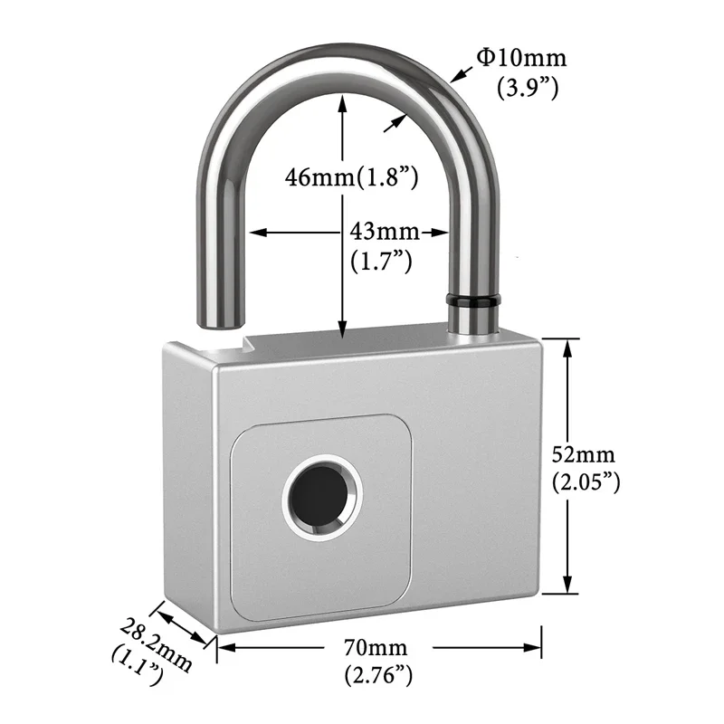 Smart Fingerprint Printing Padlock IP65 Waterproof Tuya Bluetooth USB Rechargeable Key Unlock Anti-theft Bag Cabinet Door Lock