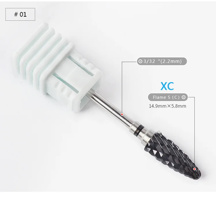 20pcs Dental Black Ceramic Drill Head 2.35mm Nail Drill Bits Jewelry Grinding Head Dentistry Polishing Materials