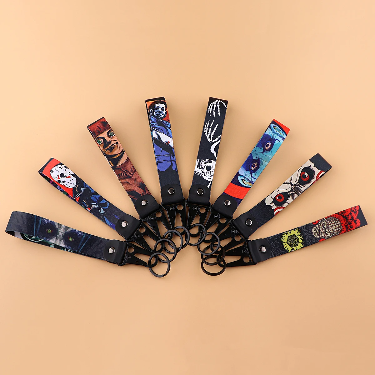 Horror Movie Short Rope Wrist Strap Lanyard for Phone Tag Keychain Key Ring Holder Halloween Accessories