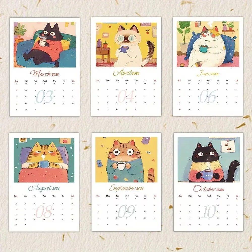 

Creative Family Planner 2026 Calendar 12 Monthly Handmade Cat Cafe Calendar Large Size Wall Calendar Home Decor