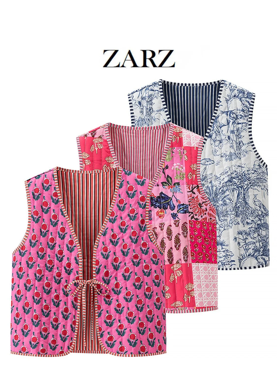 

ZARZ Classic Floral Print Vest Faionable Versatile Sli New Women's Wear Polyester Fiber Thiened Autumn Season