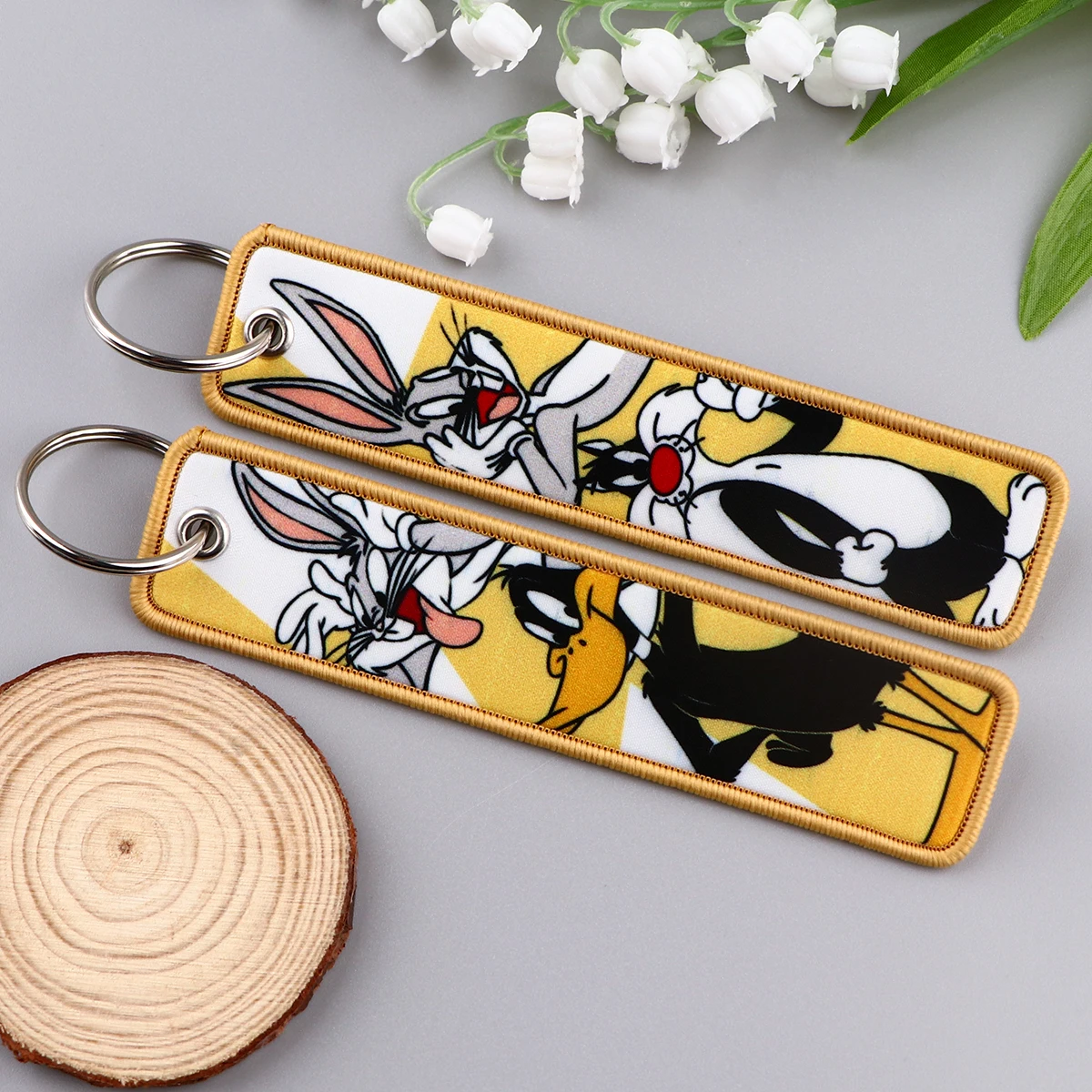 Cute Animal Keychain for Motorcycle Cartoon Key Chain for Women Men Gifts and Cars Key Tag Embroidery Key Fobs Fashion Jewelry