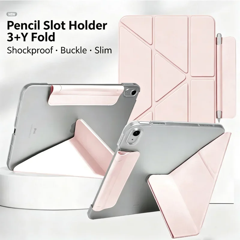 Étui pour IPad Pro 1 2 3 4 "11, housse de protection pour IPad Air 4 5 Air 6 7 10.9 pouces, support de tablette pliable en Y, fente pour stylo, résistant aux chocs