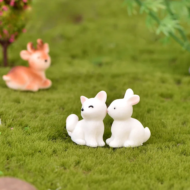 

Mini Resin Bunnies Miniature Figures Little Rabbit Ornament Micro Landscape Dollhouse Decoration Crafts Living Room Decoration