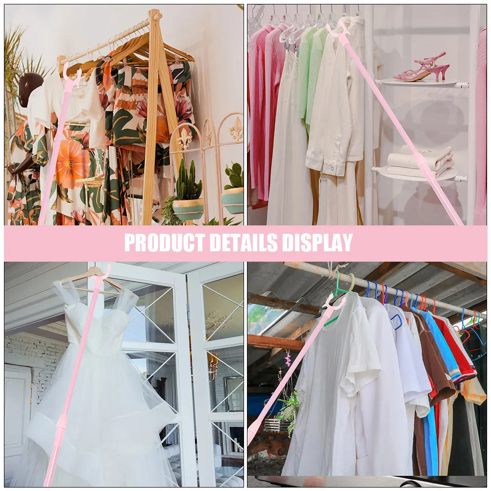 2Pcs Adjustable Retractable Clothesline Pole Telescoping Clothes Reach Rod Closet Balcony Ceiling Long Heavy Duty Clothes Drying