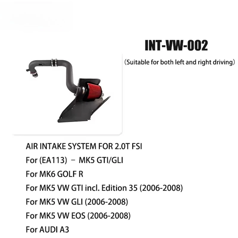 Aluminum Cold Air Intake  MK5 GTI Edition35/GLI  A3 2.0T FSI EA113 Engine New High-Efficiency Performance Pipe + Filter