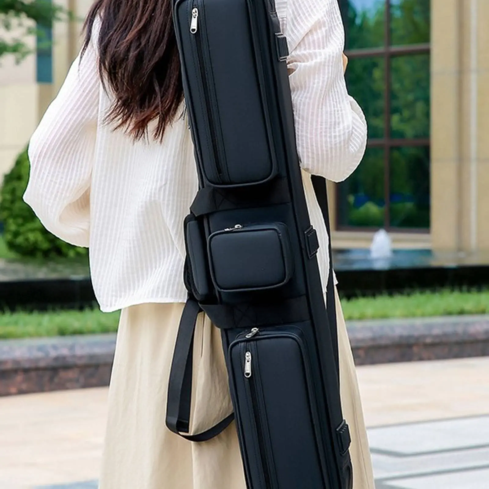 7-Hole Cue Bag Multiple Pockets 1/2 Cue Case Billiard Stick Carrying Bag Safeguarding Lightweight for Tournament