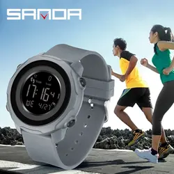 SANDA Top Luxury Outdoor Men Watches Fitness Sports Pedometer Calories 50M Waterproof LED Digital Watch Military Wristwatch