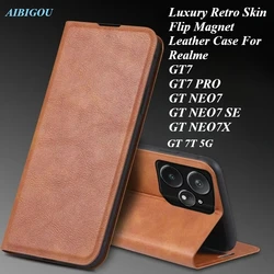 Realme GT 7 Pro NEO7 7T Turbo 8 Retro Luxury Leather Case Book Flip Magnet Closed Full Cover For Realme NEO 7 8 GT7 Pro 7T Bags