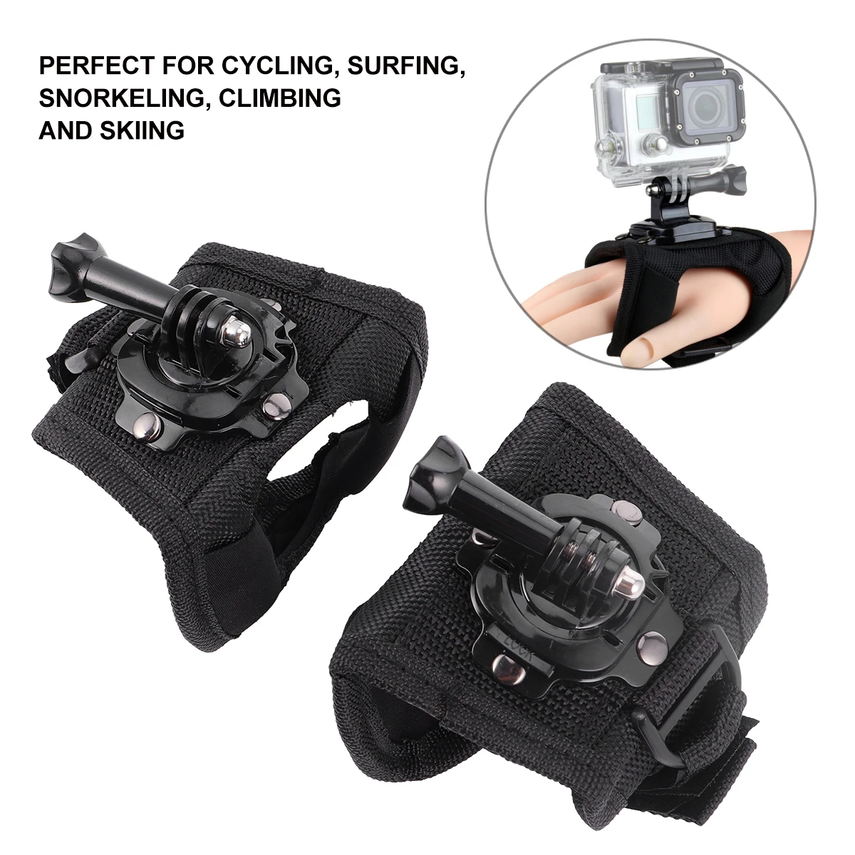 

2 Pcs Rotating Wrist Strap Camera Holder Band Rotation Drill Rig Glove Style Mount for Plastic 360 Degree Accessories