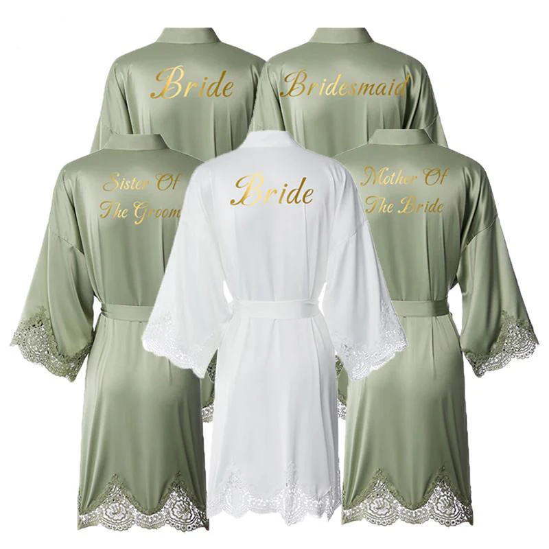 Nightgown Bridal Gown Robe Lace Short Long Sleeves Sexy Bridesmaid Sleep Dress Kimono Nightwear Home Clothes Loose Sleepwear