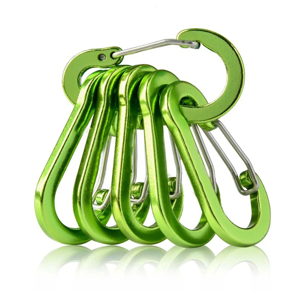 

6Pcs Camping Mountaineering Buckle D Shape Small Carabiner Clips Multifunctional Fishing Climbing Acessories