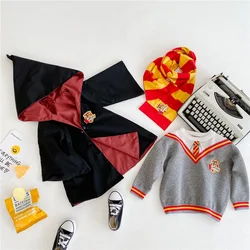 Disfraz de Harry Potter para niños, traje de tres piezas, Túnica, capa, Gryffindor, suéter, bufanda, regalo de Halloween, Otoño e Invierno