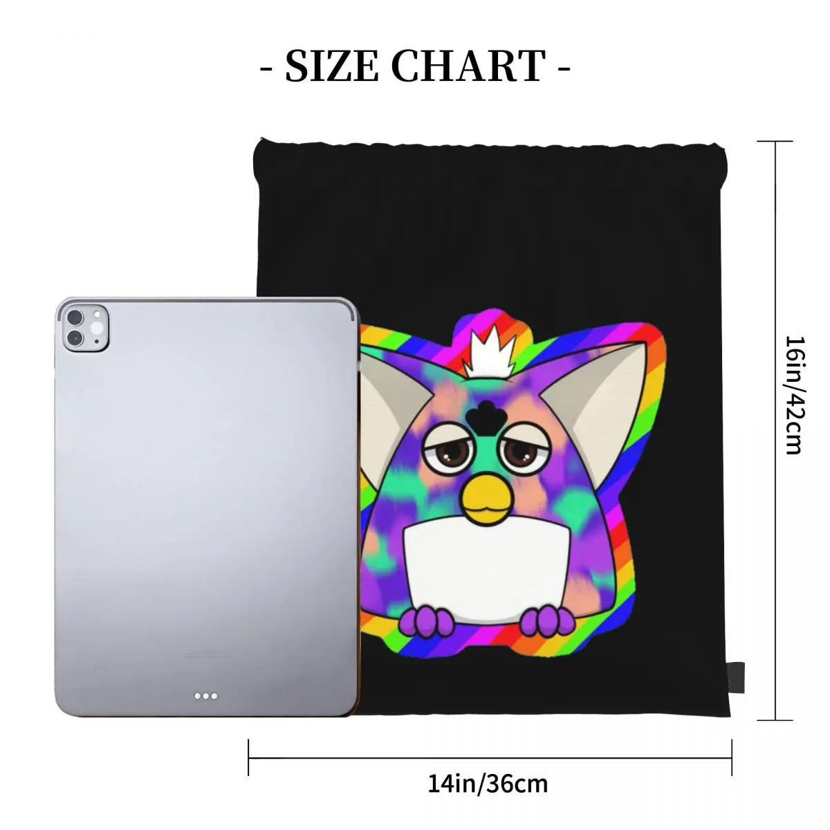 Gay Tye Dye Furby Relaxed Fit Rucksäcke, tragbare Kordelzug-Taschen, Kordelzug-Bündel, Tasche, Kleinigkeiten, Tasche, Büchertaschen für Mann und Frau