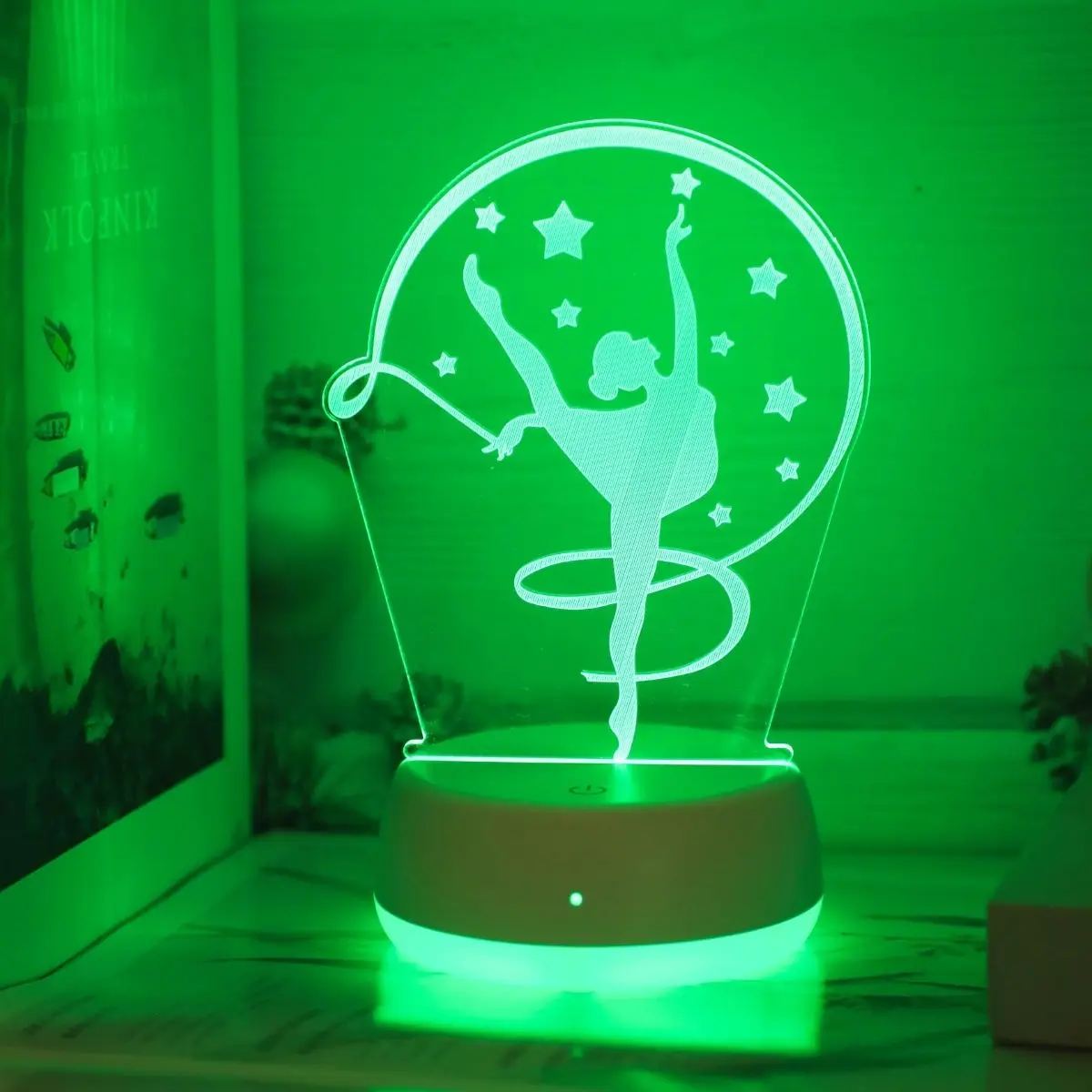 

3D Gymnastics Pattern LED Desk Lamp - USB Touch Color Gradient, Perfect Gift for Gymnastics Athletes and Dancers Bedroom Light