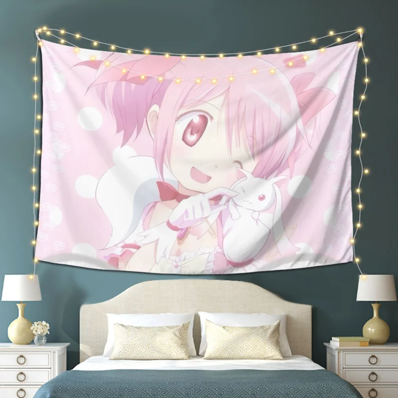 VIKAMA Y2K Anime Tapestry Wall Hanging Magical Girl Aesthetic Manga E-sports Gaming Room Bedroom Dorm Decor Polyester
