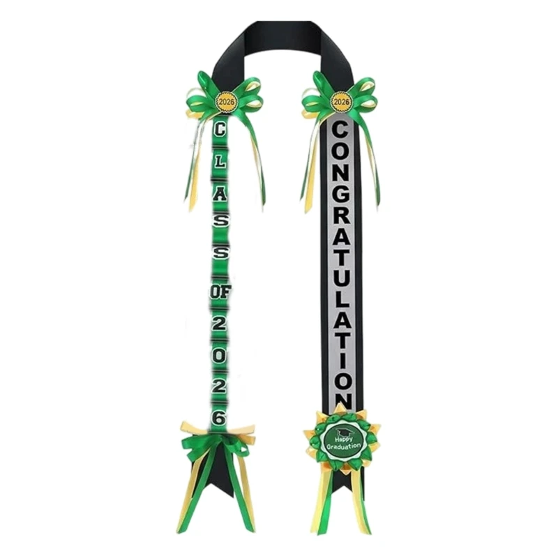 340D Commemorative Graduation Sash Ribbon Class Of 2026 Academic Scarf Shawl Wrap With Secure Money Pocket