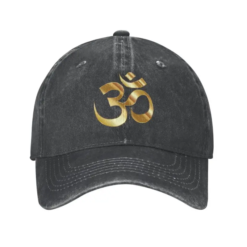 Punk Unisex Cotton Gold Om Logo Baseball Cap Adult Mandala Yoga Spiritual Meditation Adjustable Dad Hat for Men Women Outdoor