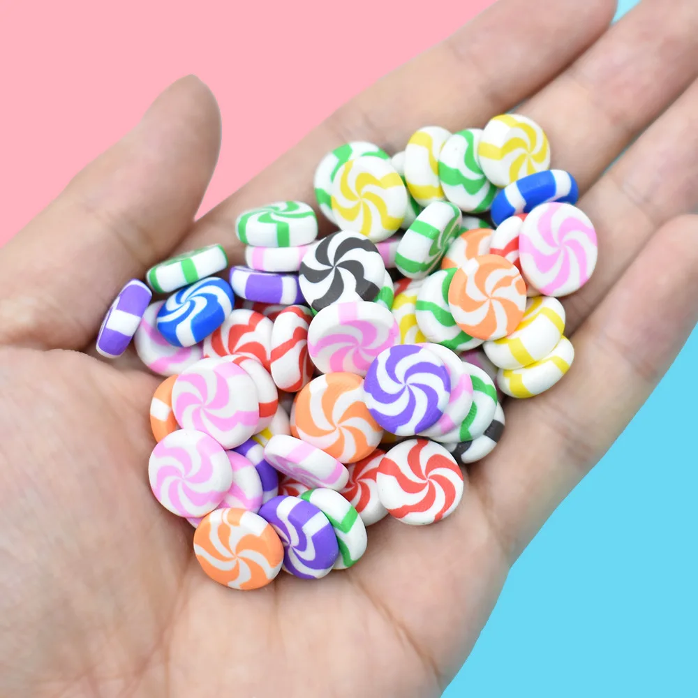10pcs Pottery Clay Rainbow Candy Decoration Kawaii Accessories Items Cabochon Flatback Material Scrapbooking Fake Food Diy Charm