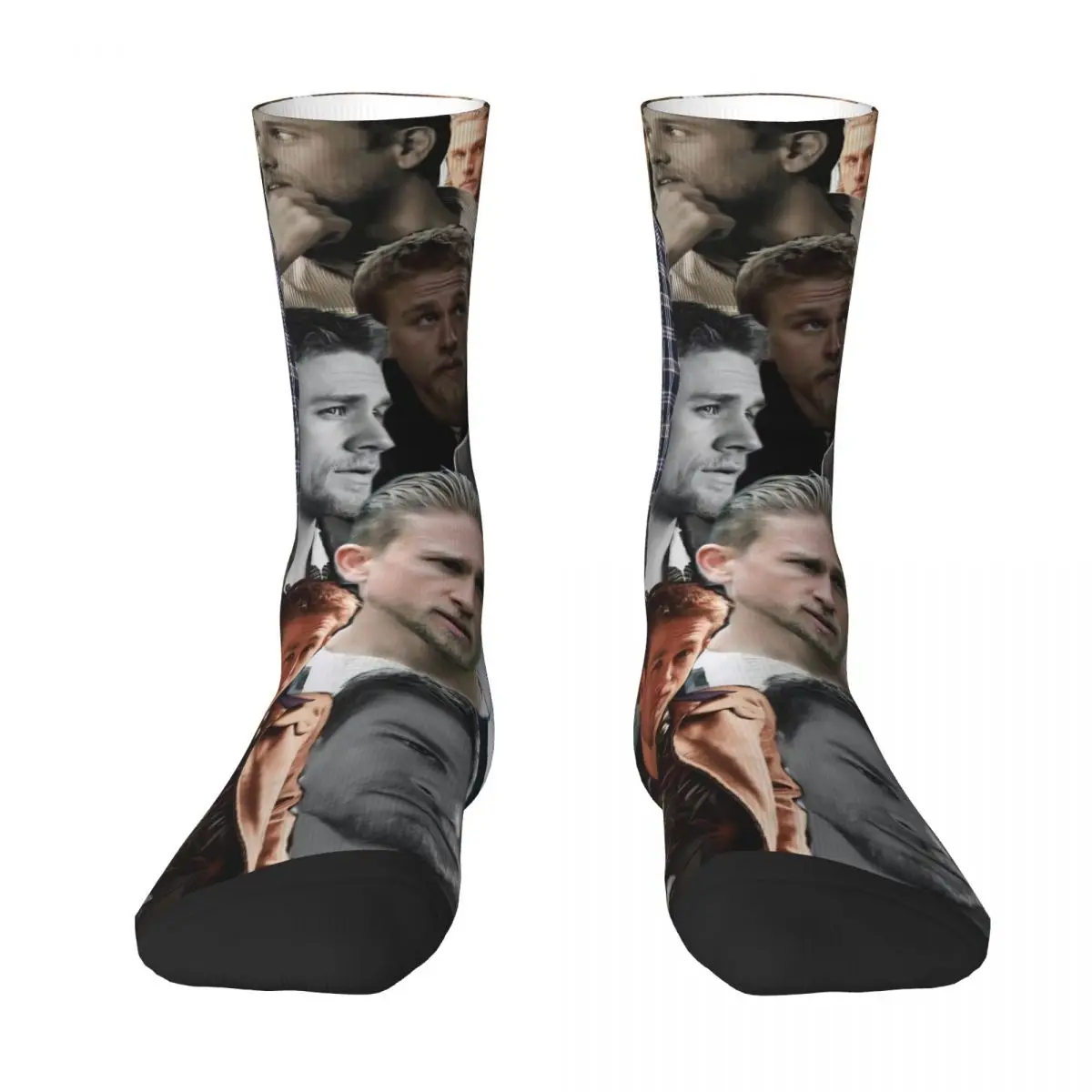Charlie Hunnam Actor Photo Socks Retro Stockings Wanita Pria Kualitas Tinggi Kaos Kaki Bersepeda Musim Dingin Custom Anti Selip