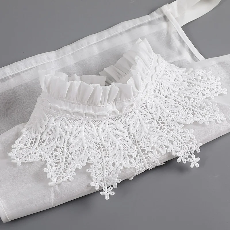Summer Thin Lace Fake Collar Womens Ruffles Stand Shirt Detachable Decorative Collar for Sweater Dress Base Layer False Collar