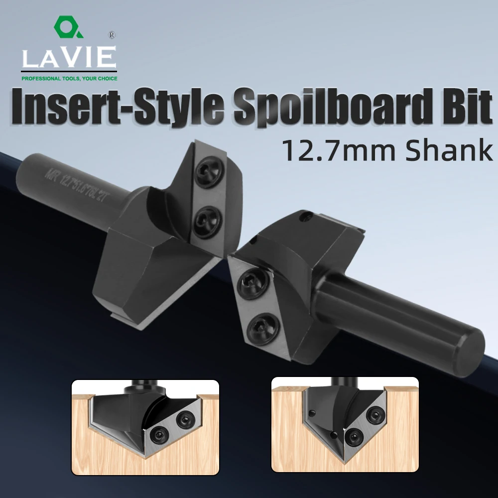 LAVIE 1pc 1/2" Shank 90° & 120° V-Groove Router Bit, Black Coated Carbide V-Slot Milling Cutter For Woodworking X13G39090BK