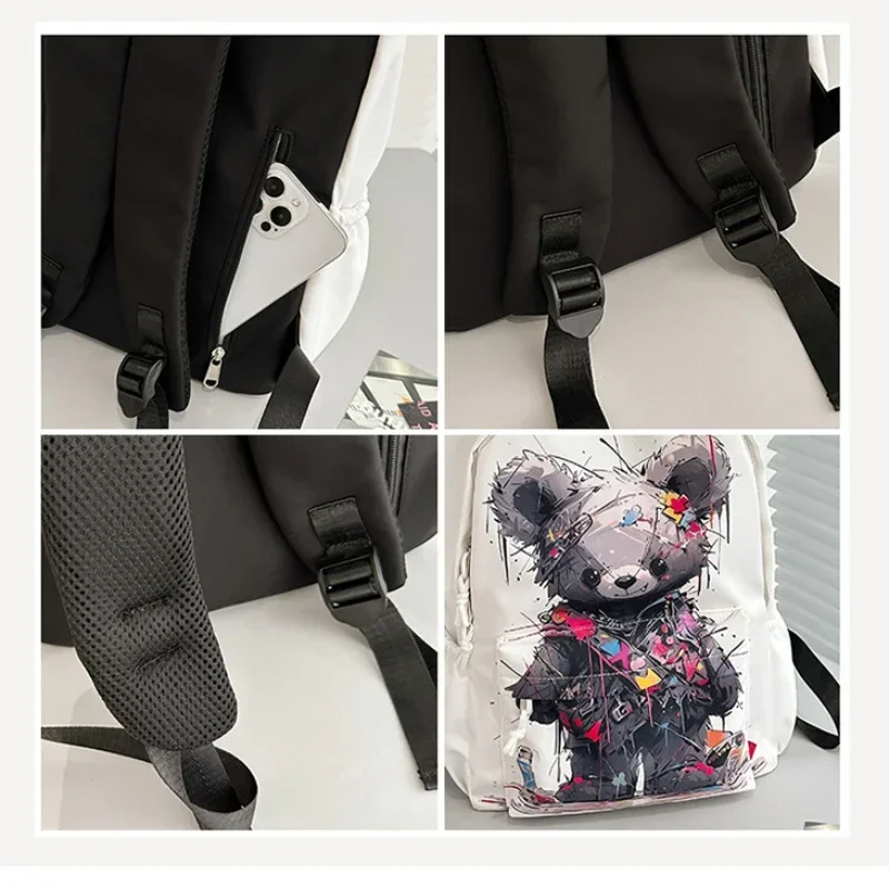 Harajuku Style Graffiti Comic Junior High School Backpack Bags for Teenage Students Fashion Waterproof Bag College Cat Bookbag