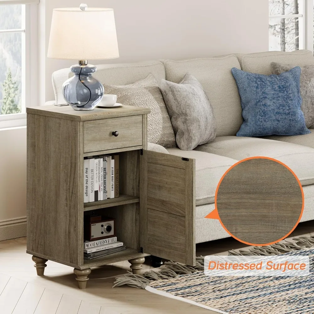 طقم من طاولتين نهائيين مع محطة شحن، وطاولات خشبية مع درج وخزانة تخزين، وطاولات جانبية حديثة لغرفة المعيشة #4