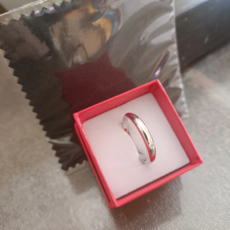 Buyee-Anillo fino de Plata de Ley 925 con luz para dedo, anillo de circón blanco para mujer y hombre, joyería fina de boda, círculo con caja