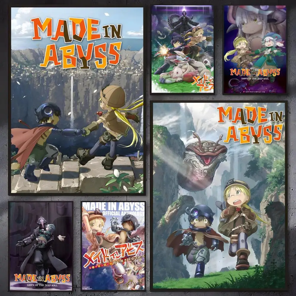 Anime Made in Abyss Poster Self-adhesive Waterproof Paper Sticker Coffee House Bar Room Wall Decor