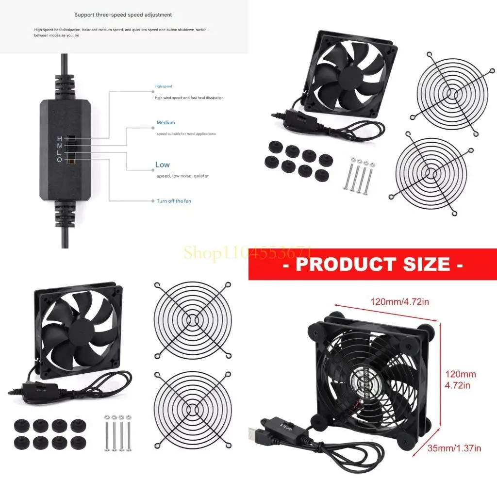 Best Seller Large 120mm Cooling Fan With 3 Speed Option And Metal Protections Net Heatsink
